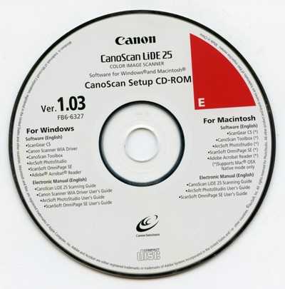 Скачать драйвер для Canon CanoScan LiDE 25 бесплатно на официальном сайте